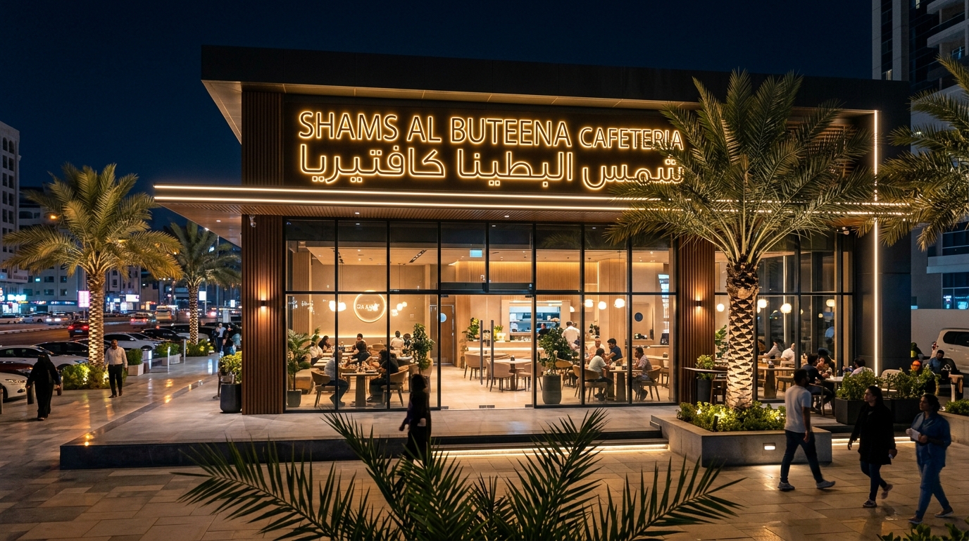 Shams Al Buteena Cafeteria Exterior and Vibe in Sharjah